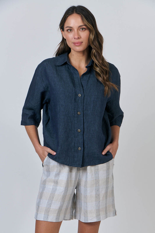 Naturals GA596 Button Thru Top - Poseidon