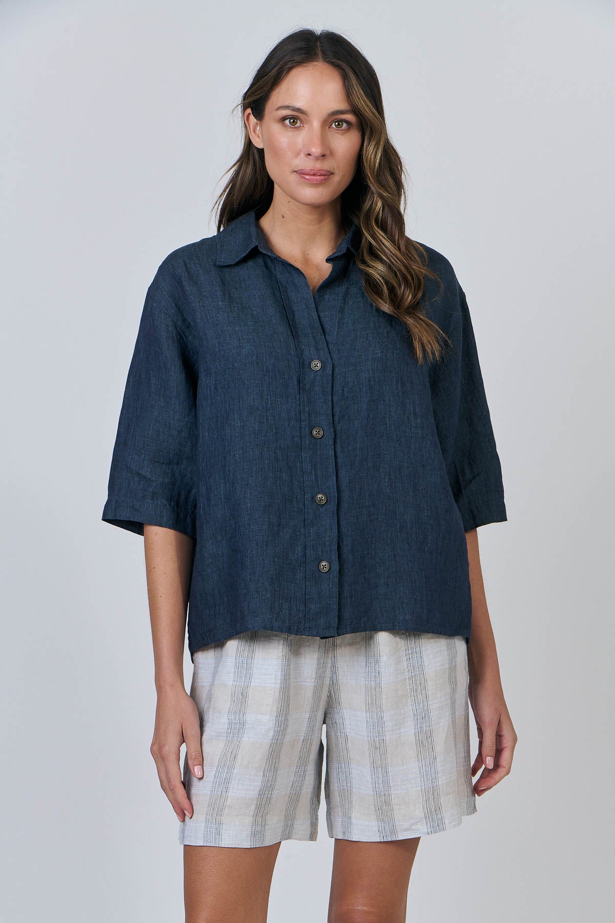 Naturals GA596 Button Thru Top - Poseidon
