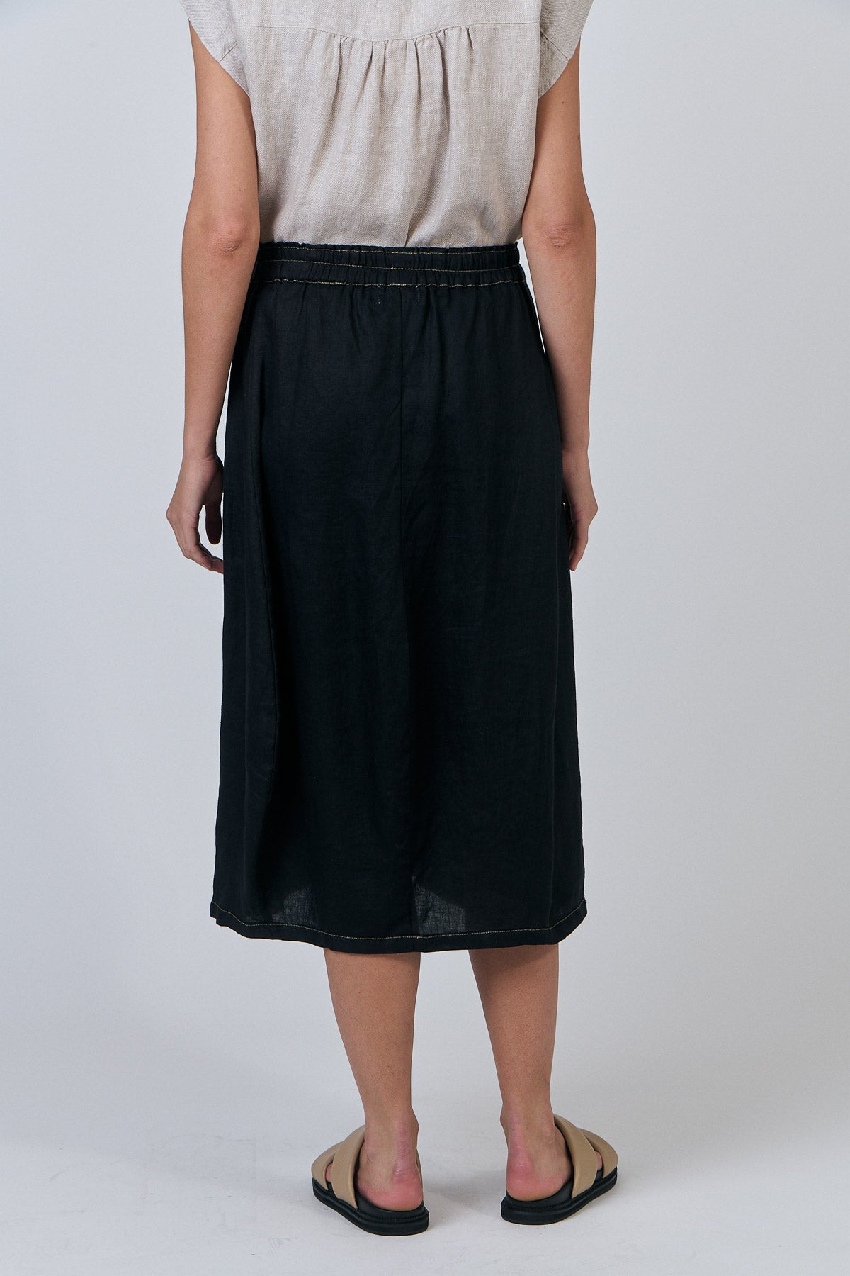 Naturals GA639 Skirt - Black Linen