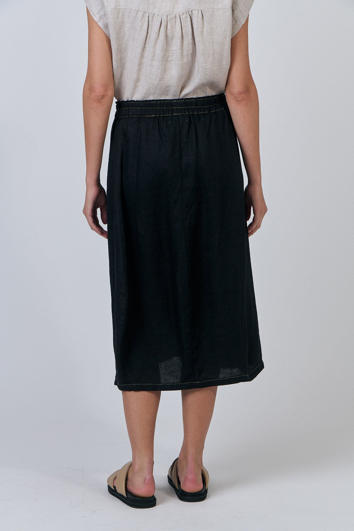 Naturals GA639 Skirt - Black Linen