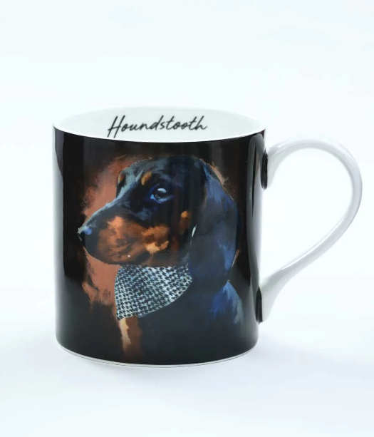 MM Linen Bone China Mug - Houndstooth