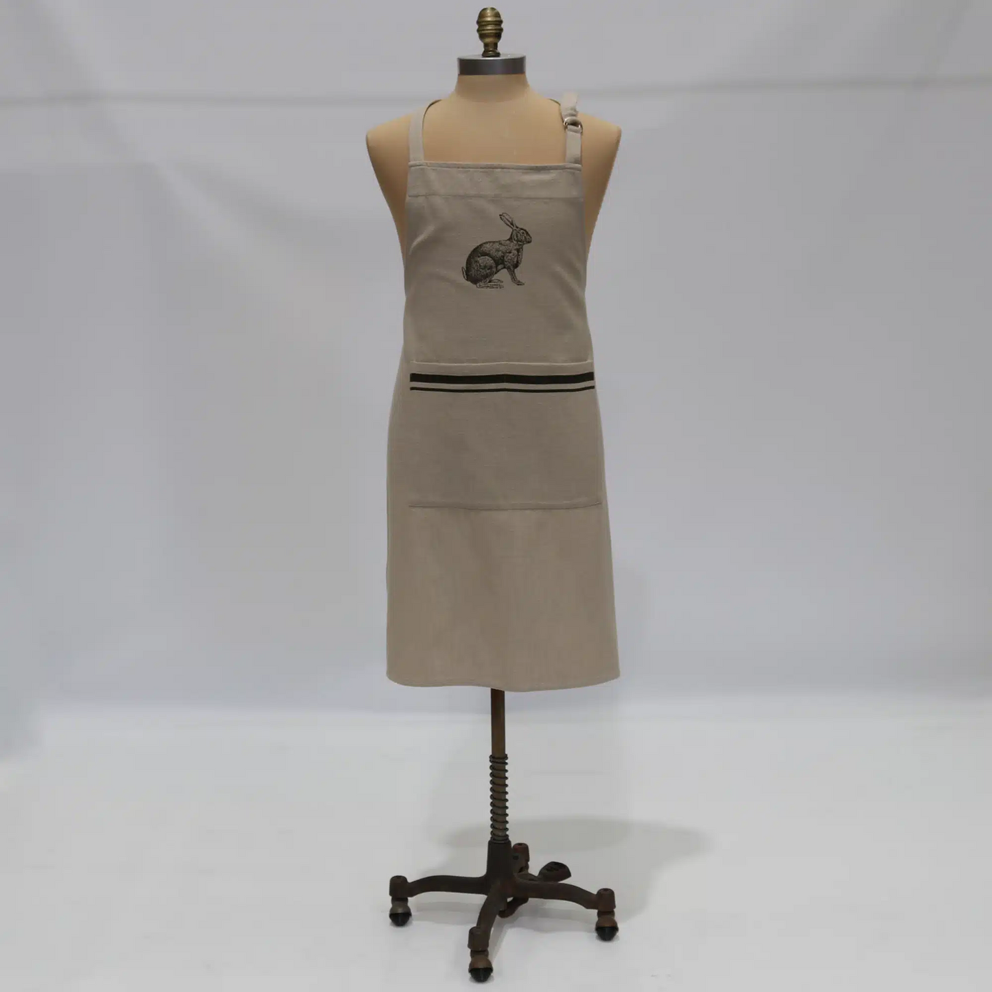 Le Forge French Grainsack Apron Natural & Olive - Rabbit
