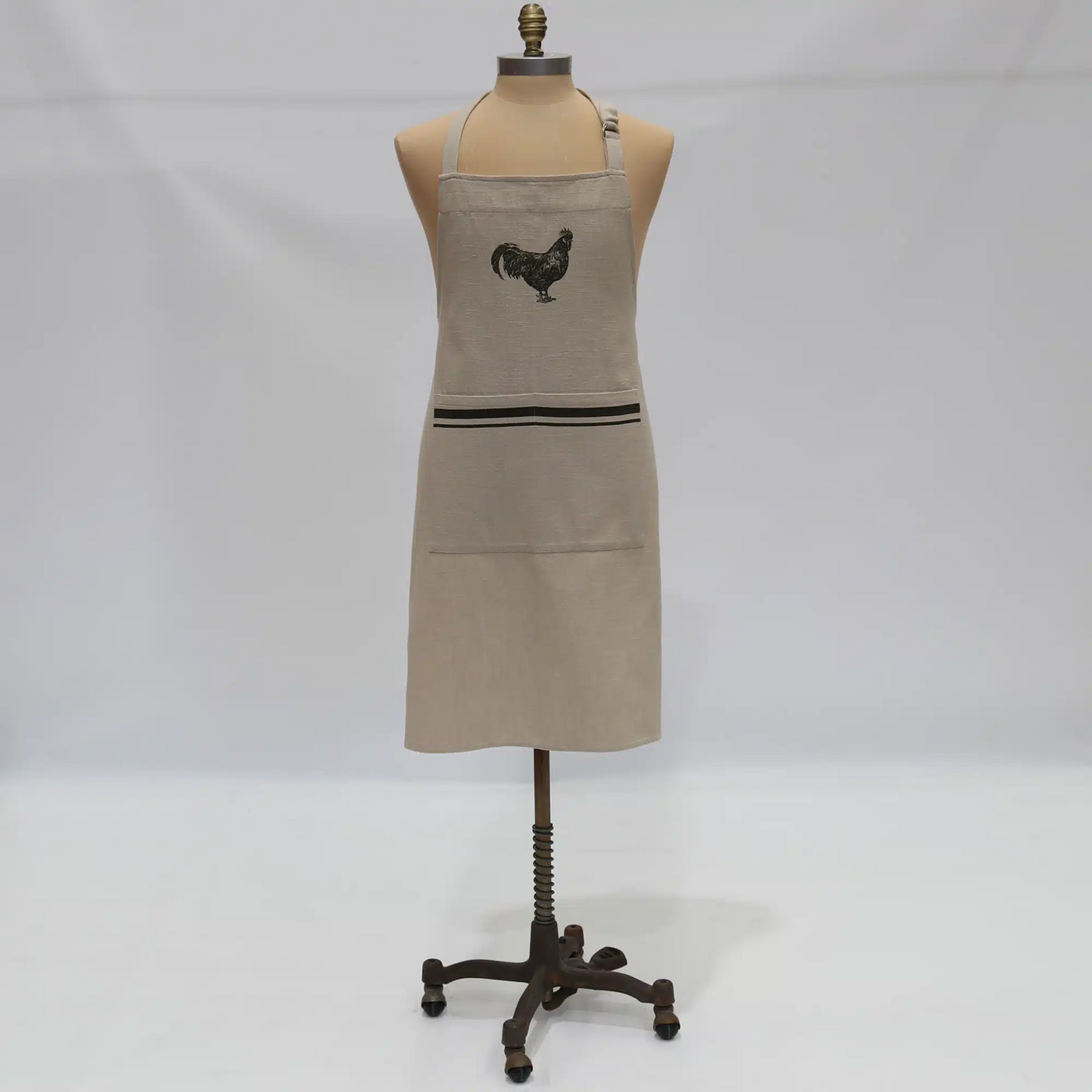 Le Forge French Grainsack Apron Natural & Olive - Rooster