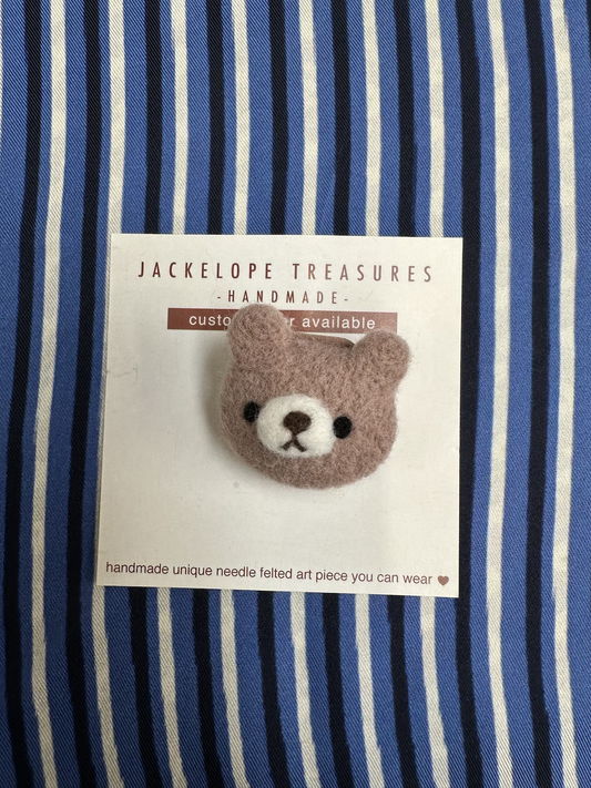 Jackelope Treasures Bear Face Brooch - Mocha