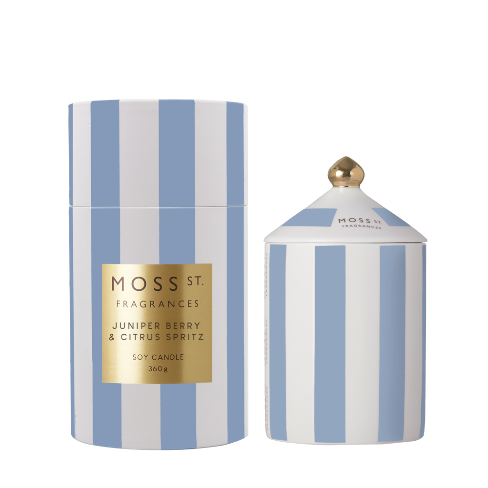 Moss St. Ceramic Large Candle 360g - Juniper Berry & Citrus Spritz