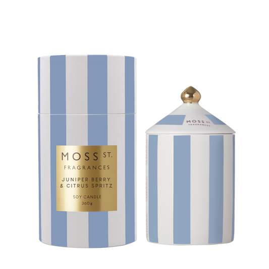 Moss St. Ceramic Large Candle 360g - Juniper Berry & Citrus Spritz