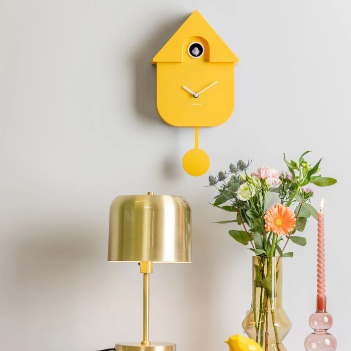 Karlsson Modern Cuckoo Clock - Bright Yellow