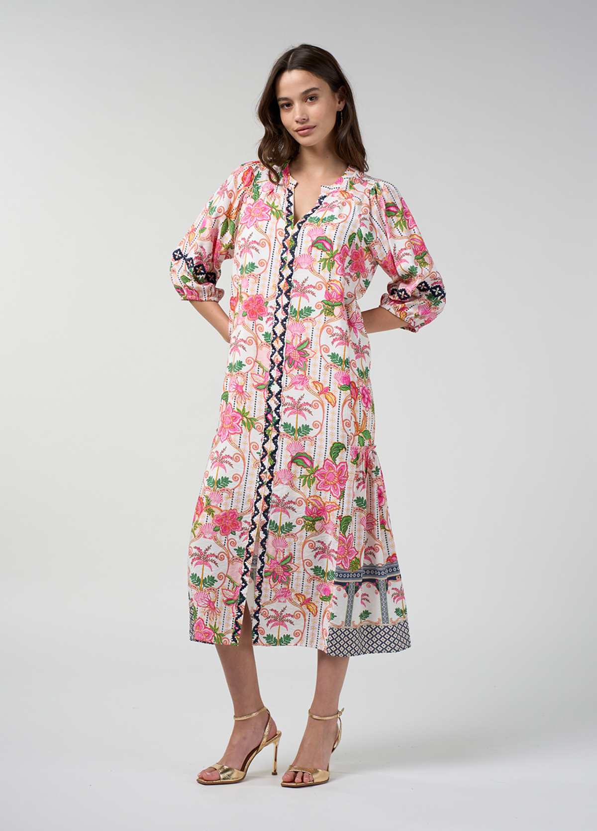 Loobie's Story Kandy Midi Dress - Silk White Multi