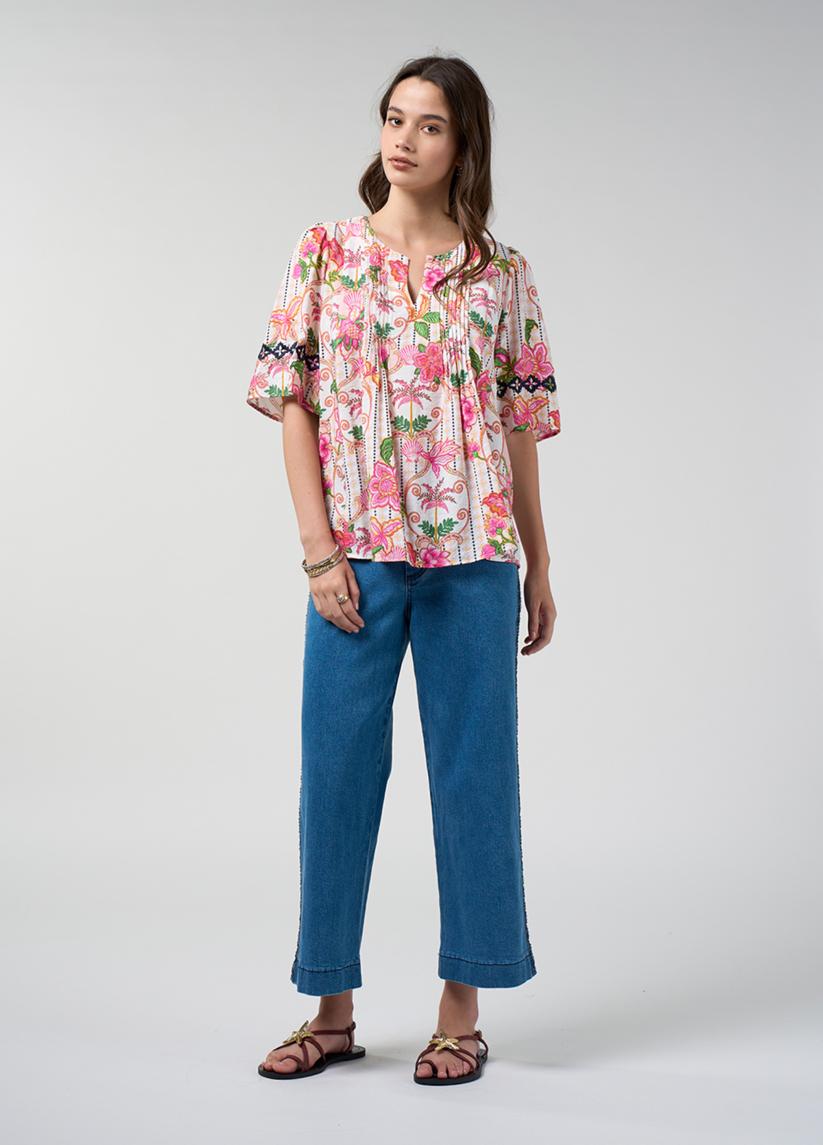 Loobie's Story Kandy Blouse - Silk White Multi