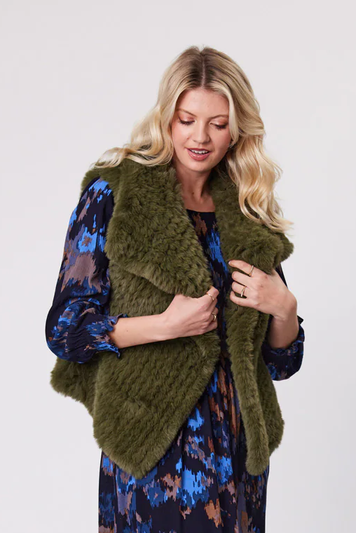 Lemon Tree Eira Fur Vest - Khaki