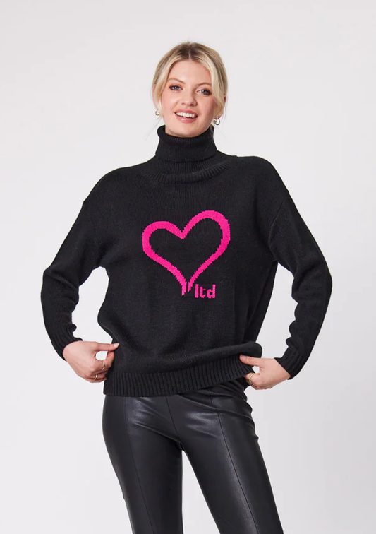 Lemon Tree Heart Knit - Black
