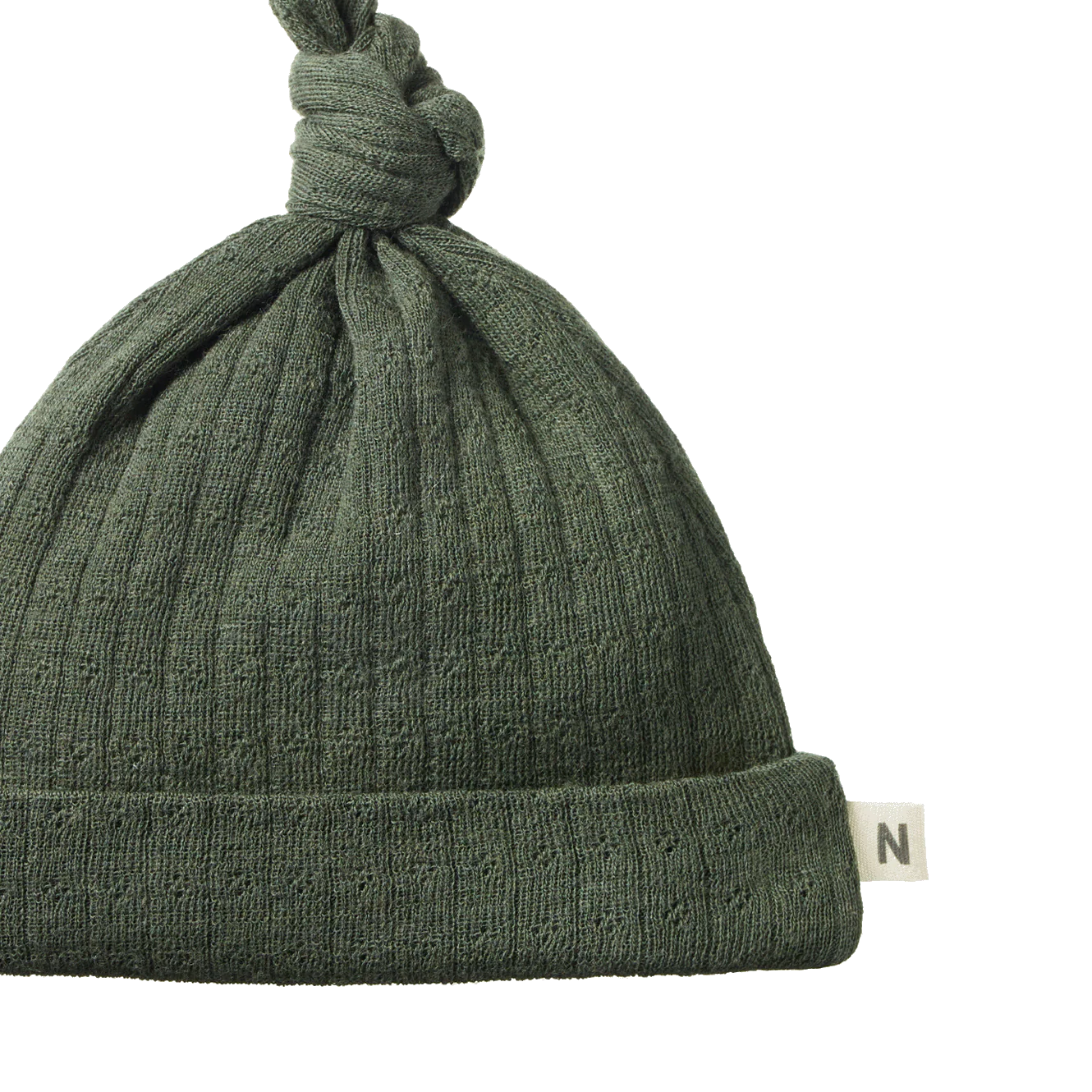 Nature Baby Merino Essential Knotted Beanie Pointelle - Thyme
