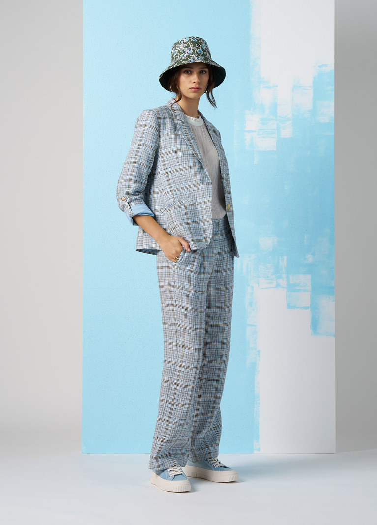 Madly Sweetly Checked In Pant - Blue