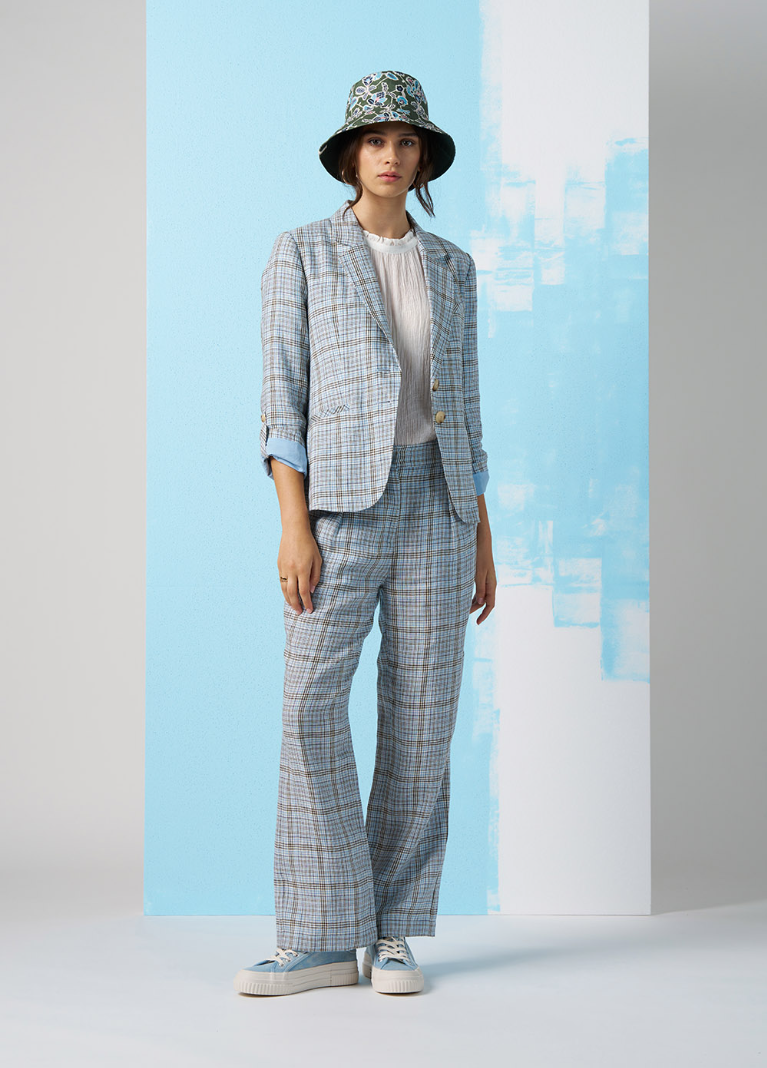 Madly Sweetly Checked In Pant - Blue