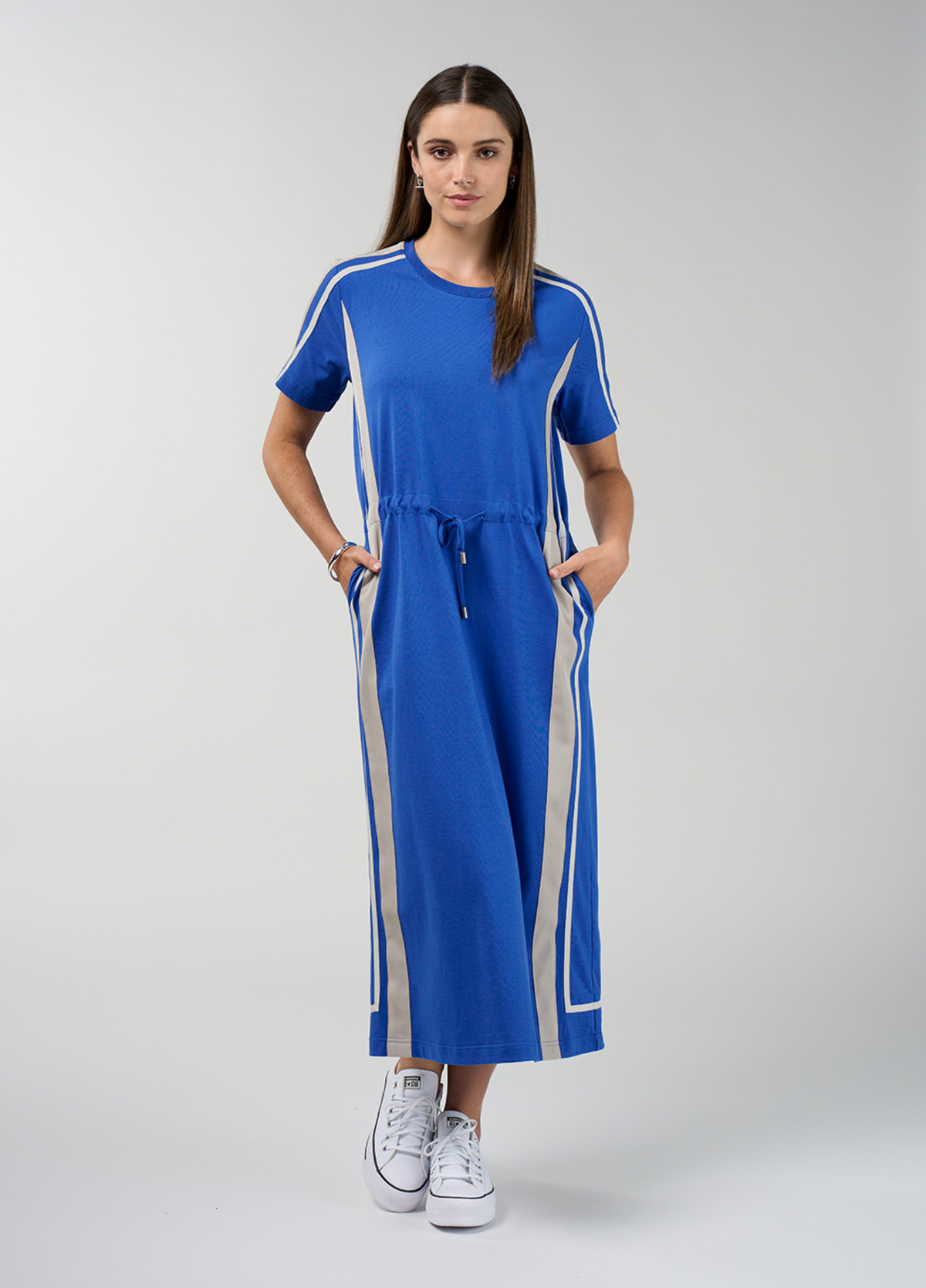 Madly Sweetly Contour Dress - Cobalt/Stone