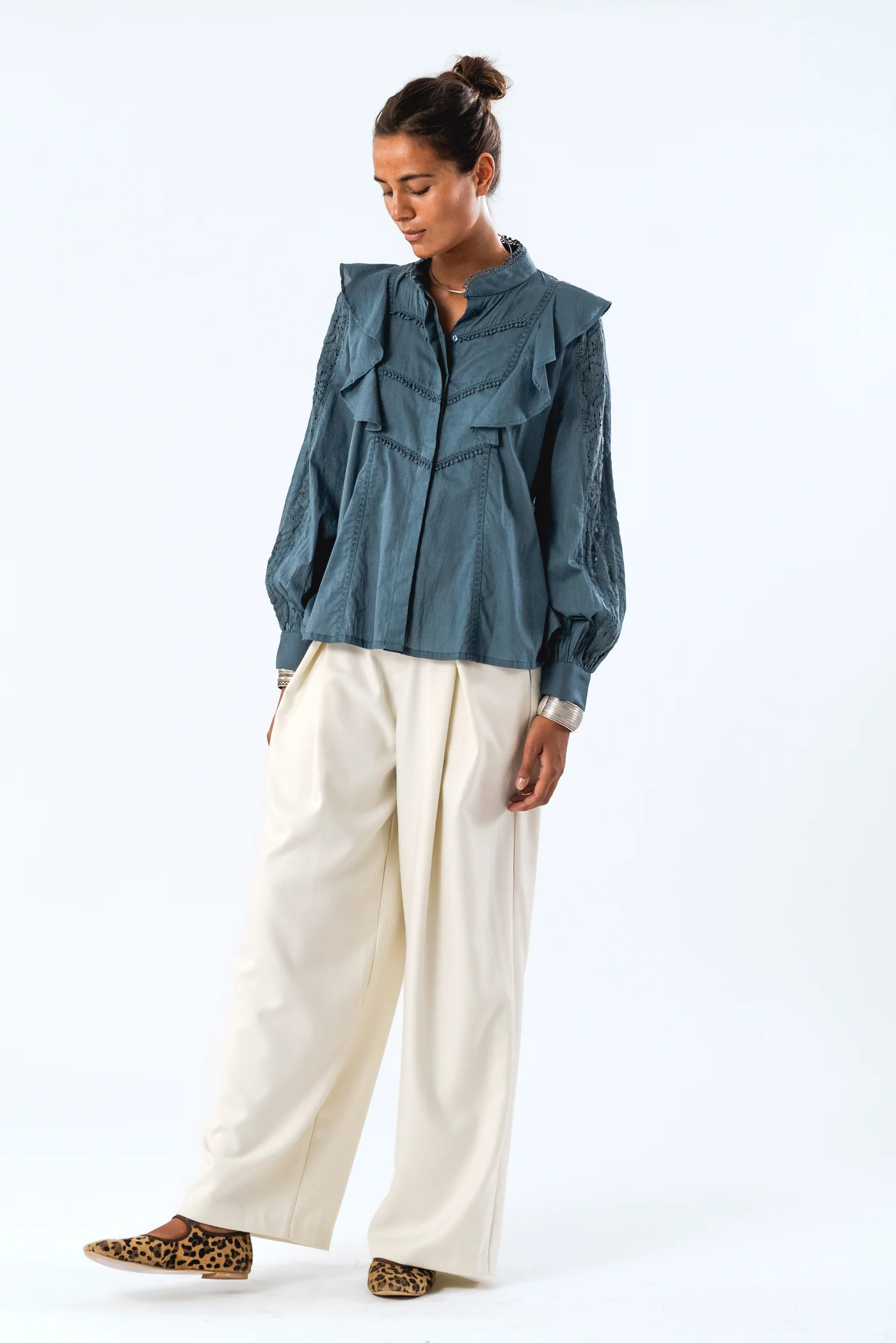 Lollys Laundry Maja Shirt LS - Dusty Blue