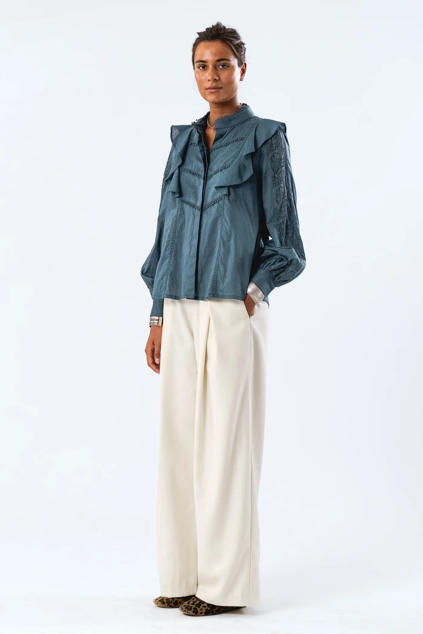 Lollys Laundry Maja Shirt LS - Dusty Blue