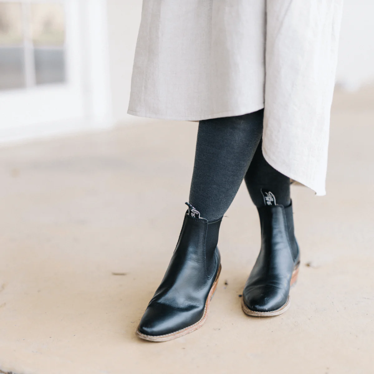 Lamington Merino Wool Knit Tights - Charcoal