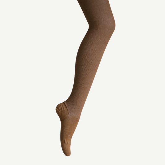 Lamington Merino Wool Textured Knits Tights - Walnut