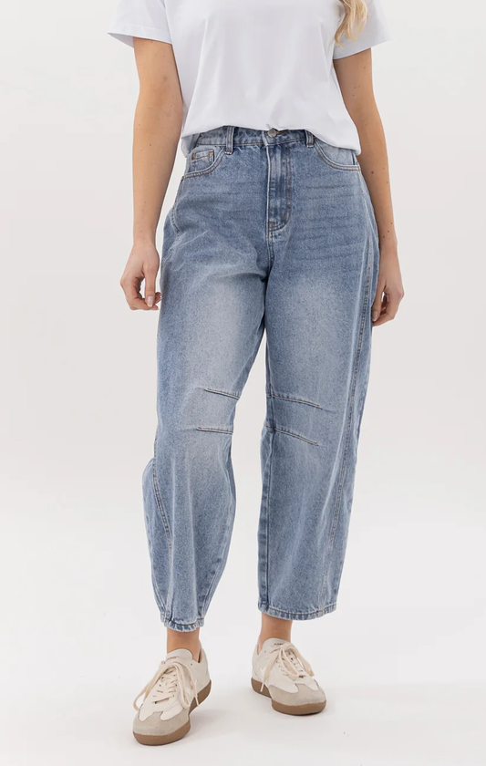 Mi Moso Barrel Jean - Light Wash