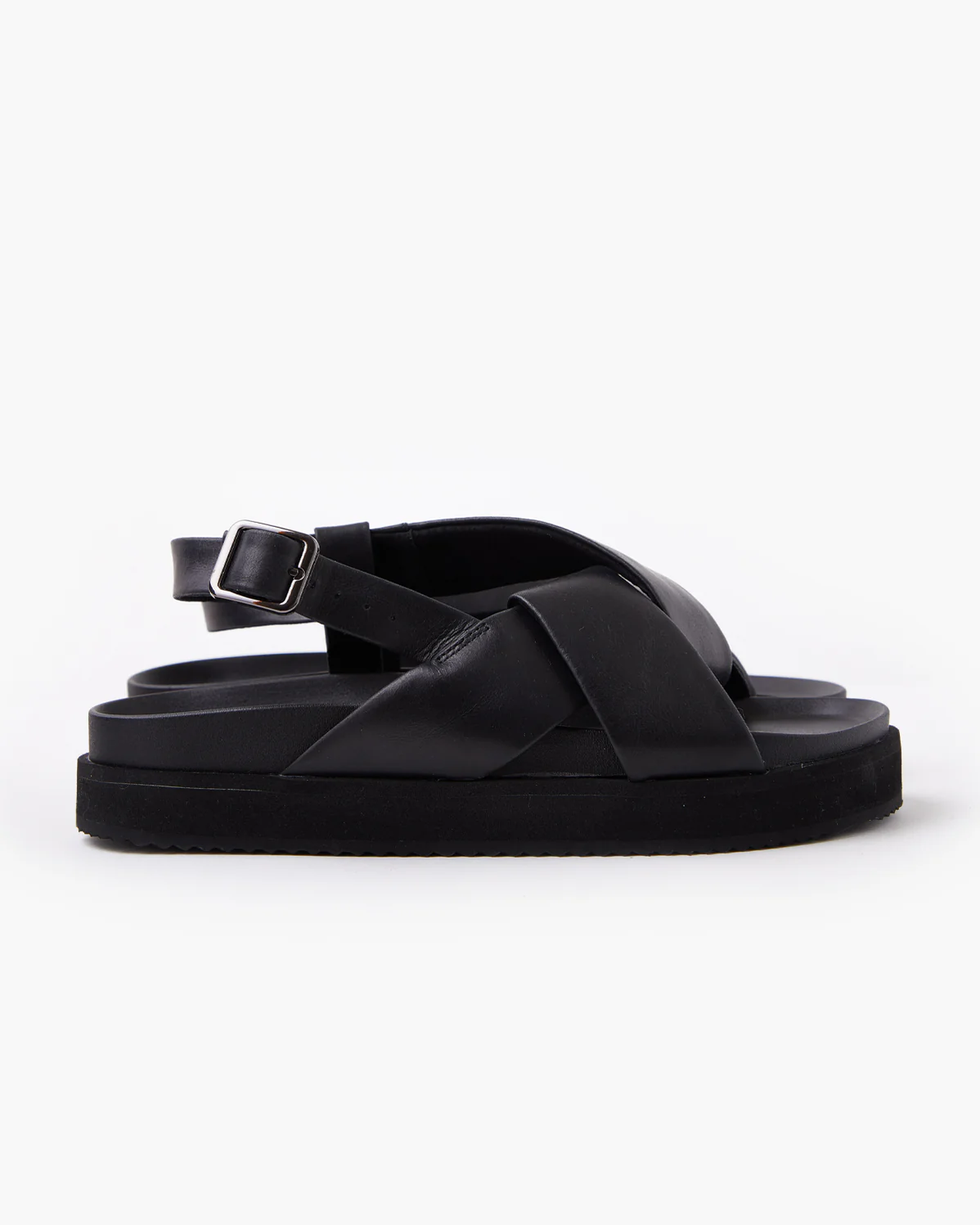 Walnut Mya Leather Sandal - Black