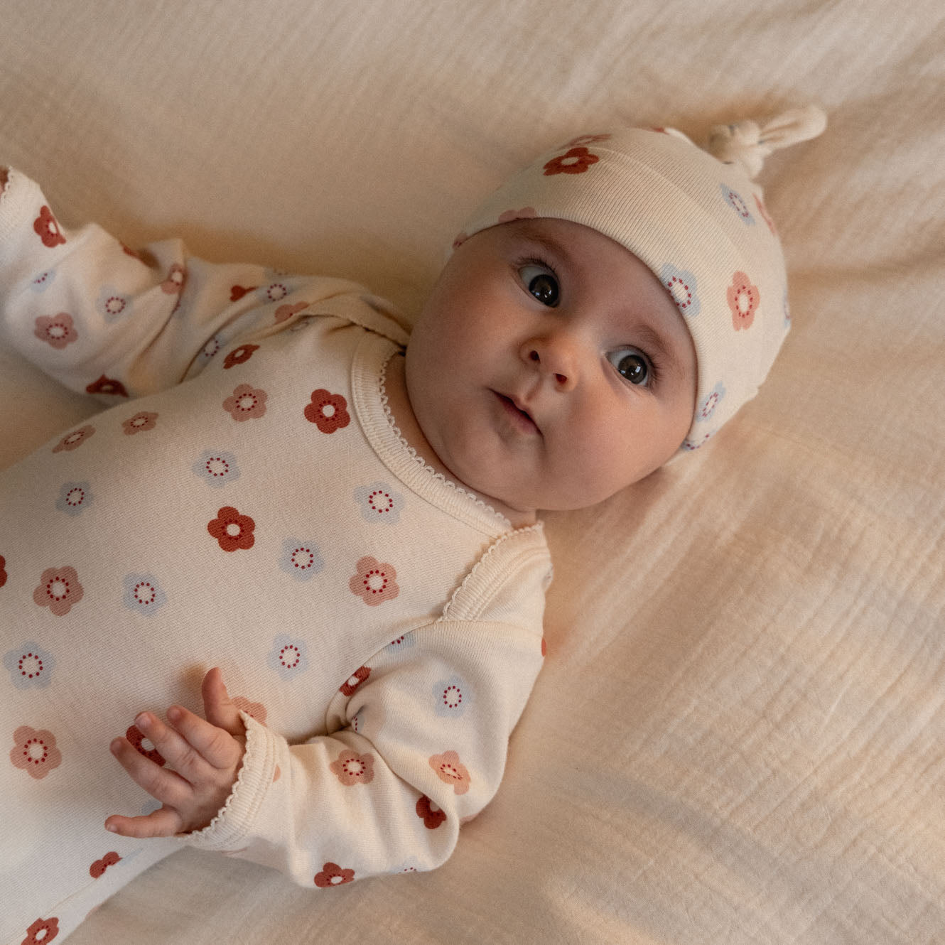 Nature Baby Long Sleeve Bodysuit - Petite Flora Stamp Print