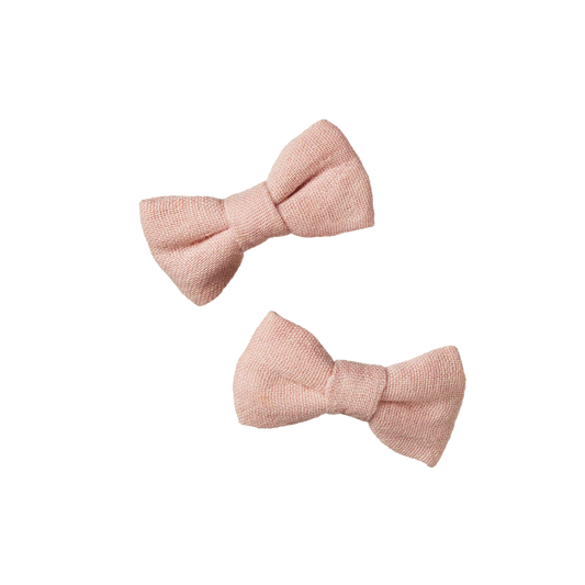 Nature Baby Bow Hair Cips - 2 Pack - Rose Dust/S