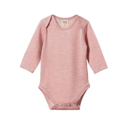 Nature Baby Merino Long Sleeve Bodysuit - Mauve Marl