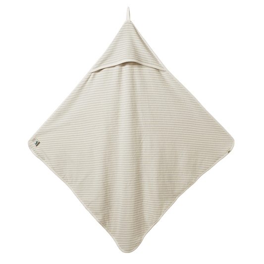 Nature Baby Organic Cotton Hooded Towel - Aqua Sailor Stripe