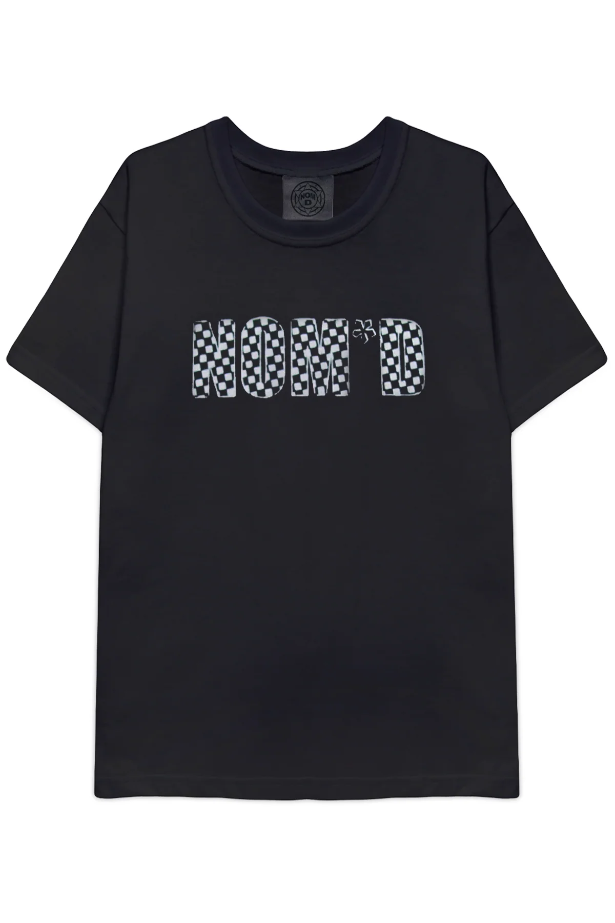 NOM*d Checkerboard Tee - Black with White Stencil