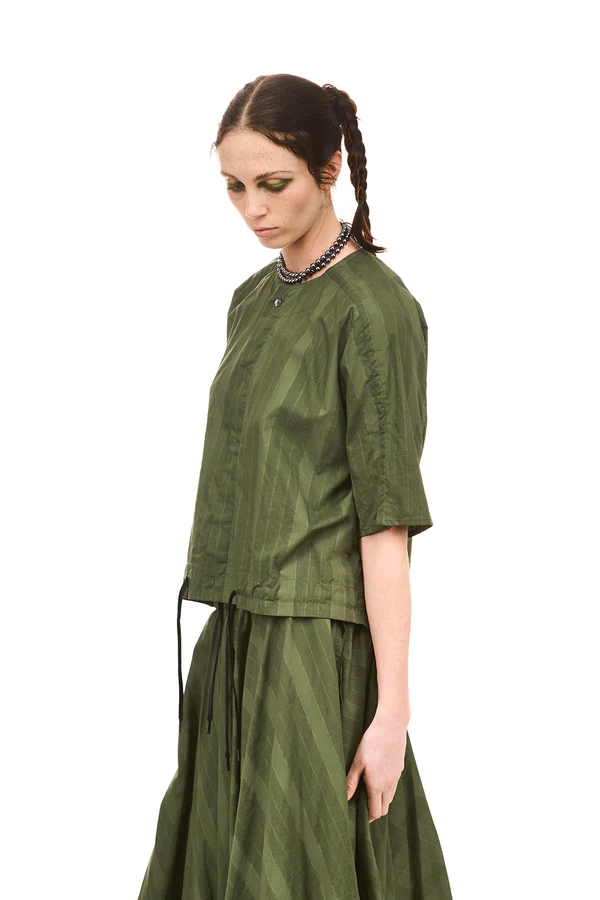 NOM*d Grid Blouson - Green Olive