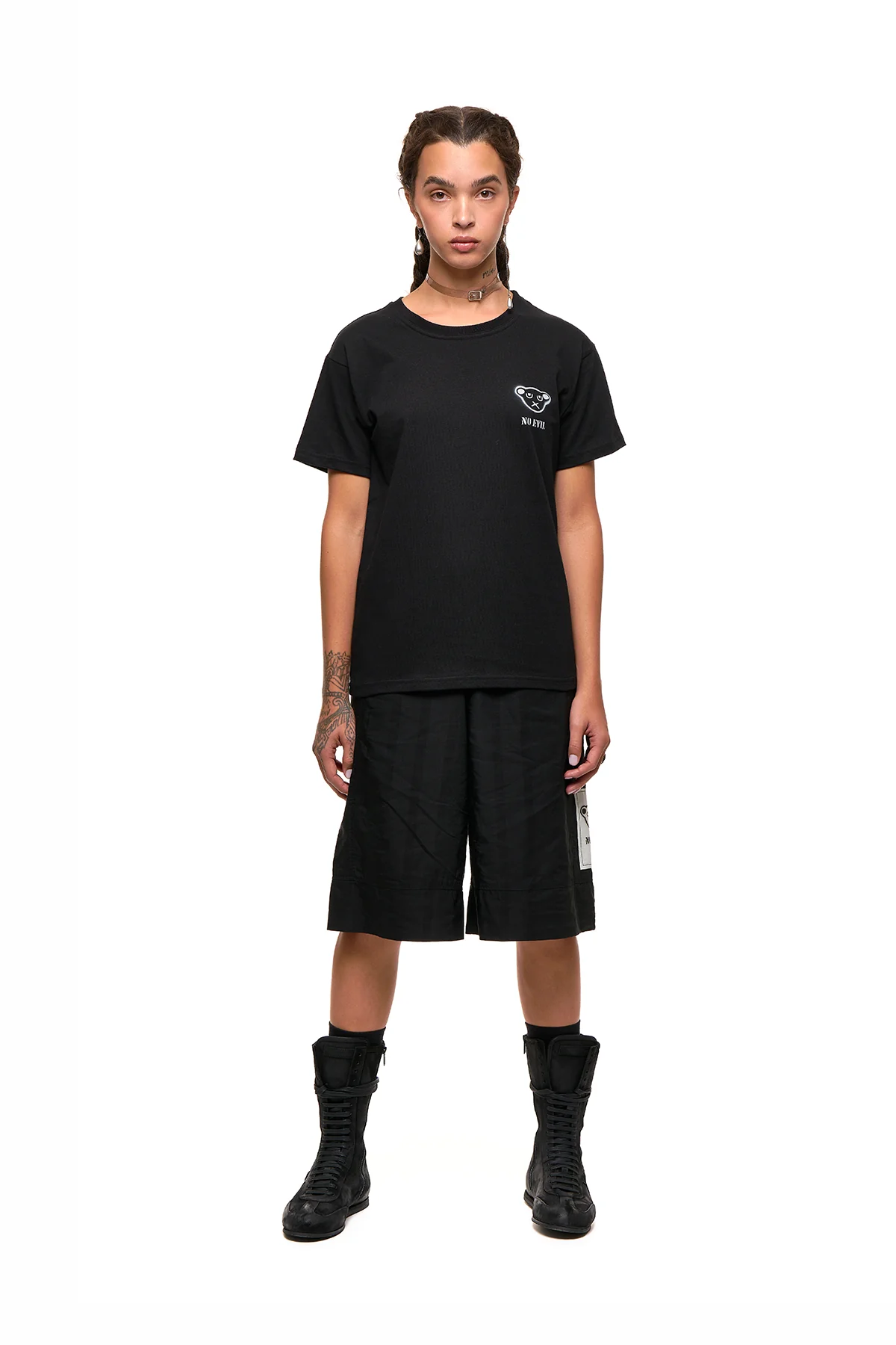 NOM*d No Evil Tee - Black with White Stencil