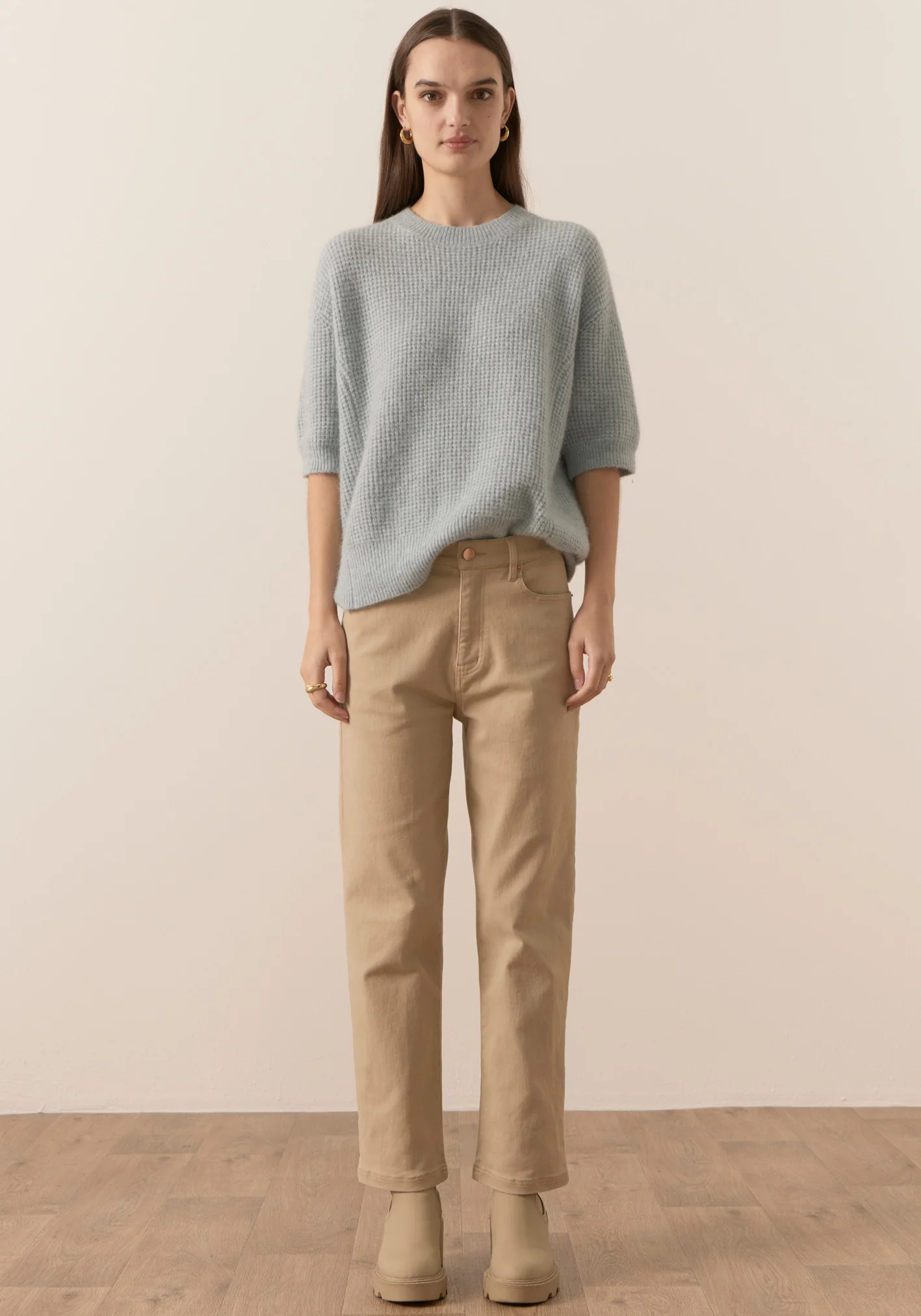POL Harper Straight Leg Crop Jean - Pebble
