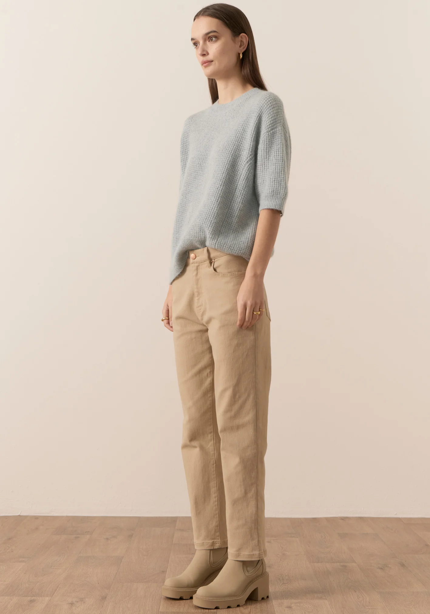 POL Harper Straight Leg Crop Jean - Pebble