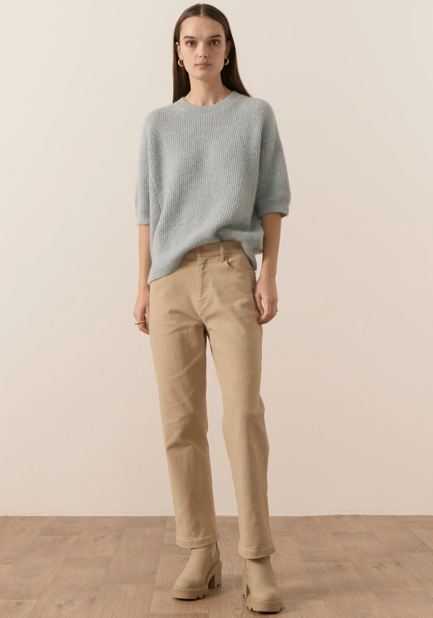 POL Harper Straight Leg Crop Jean - Pebble