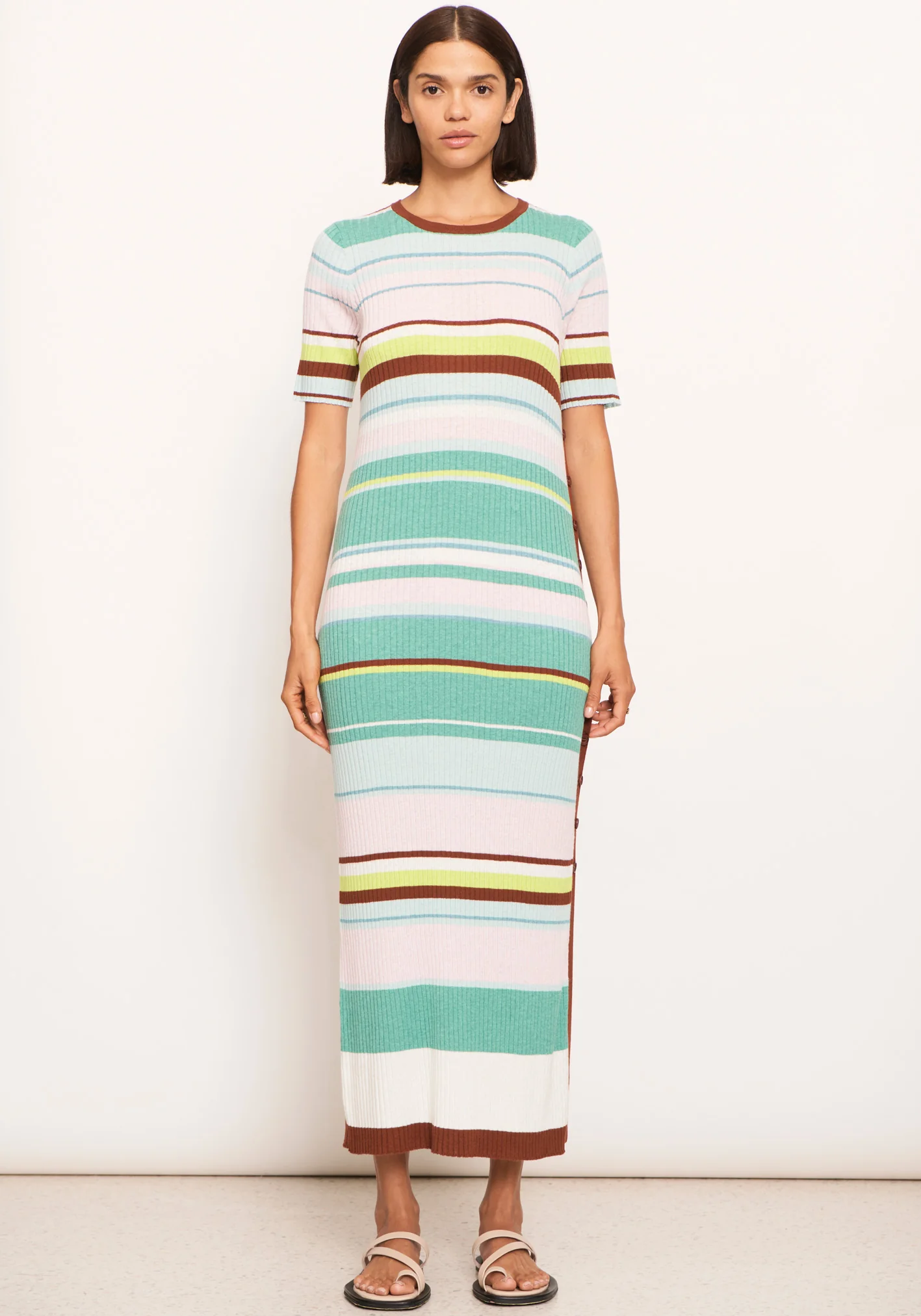 POL Lido Multi Knit Dress - Choc Multi