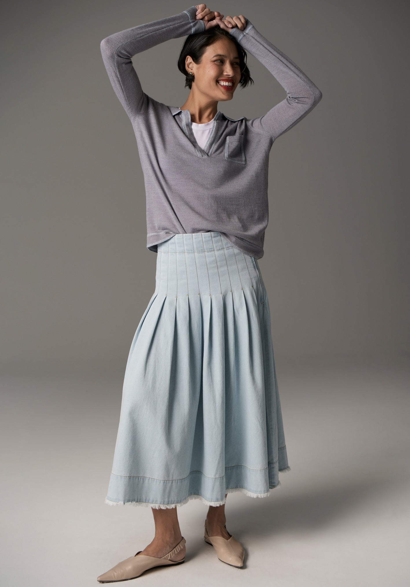 POL Bennet Polo Knit Lurex - Silver