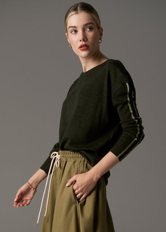 POL Bennet Drape Back Knit - Khaki/Ink/Green