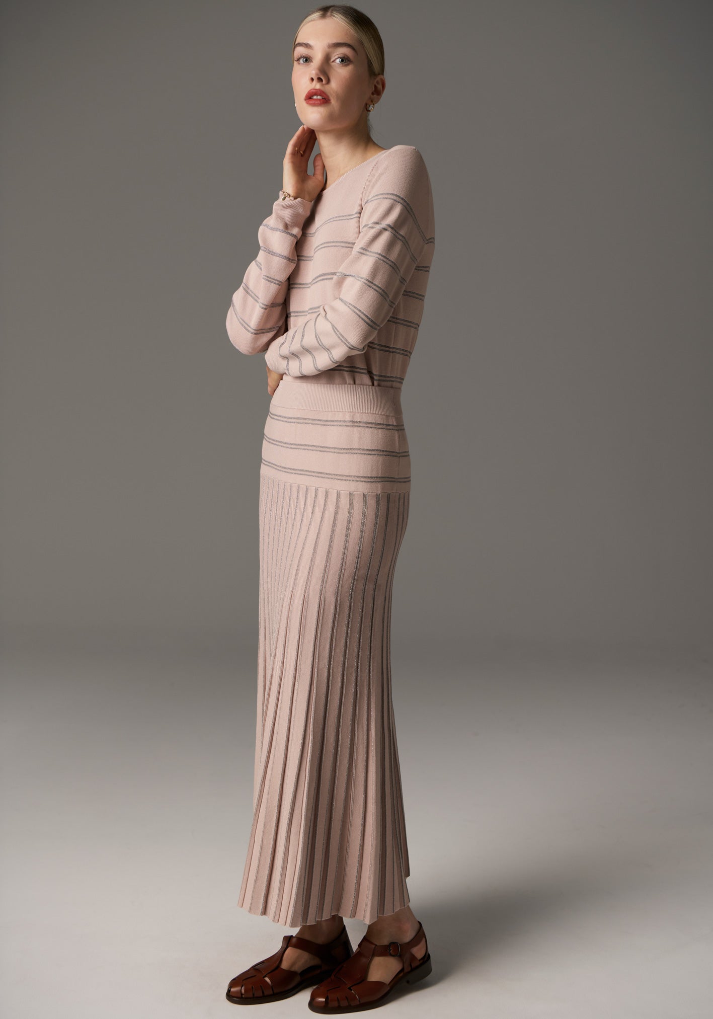 POL Gizelle Knit Lurex - Blush/Silver