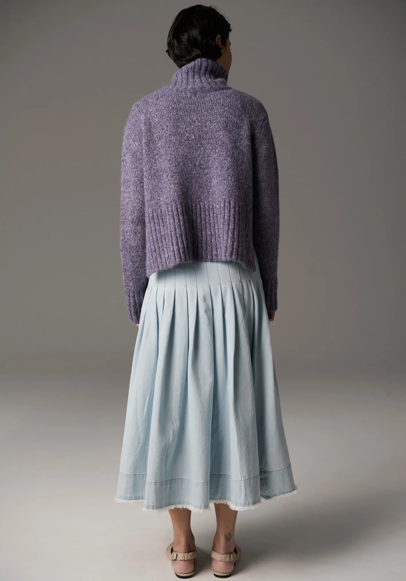 POL Grove High Neck Knit - Denim