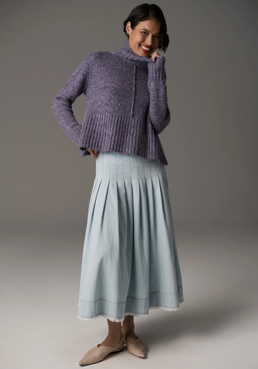 POL Grove High Neck Knit - Denim