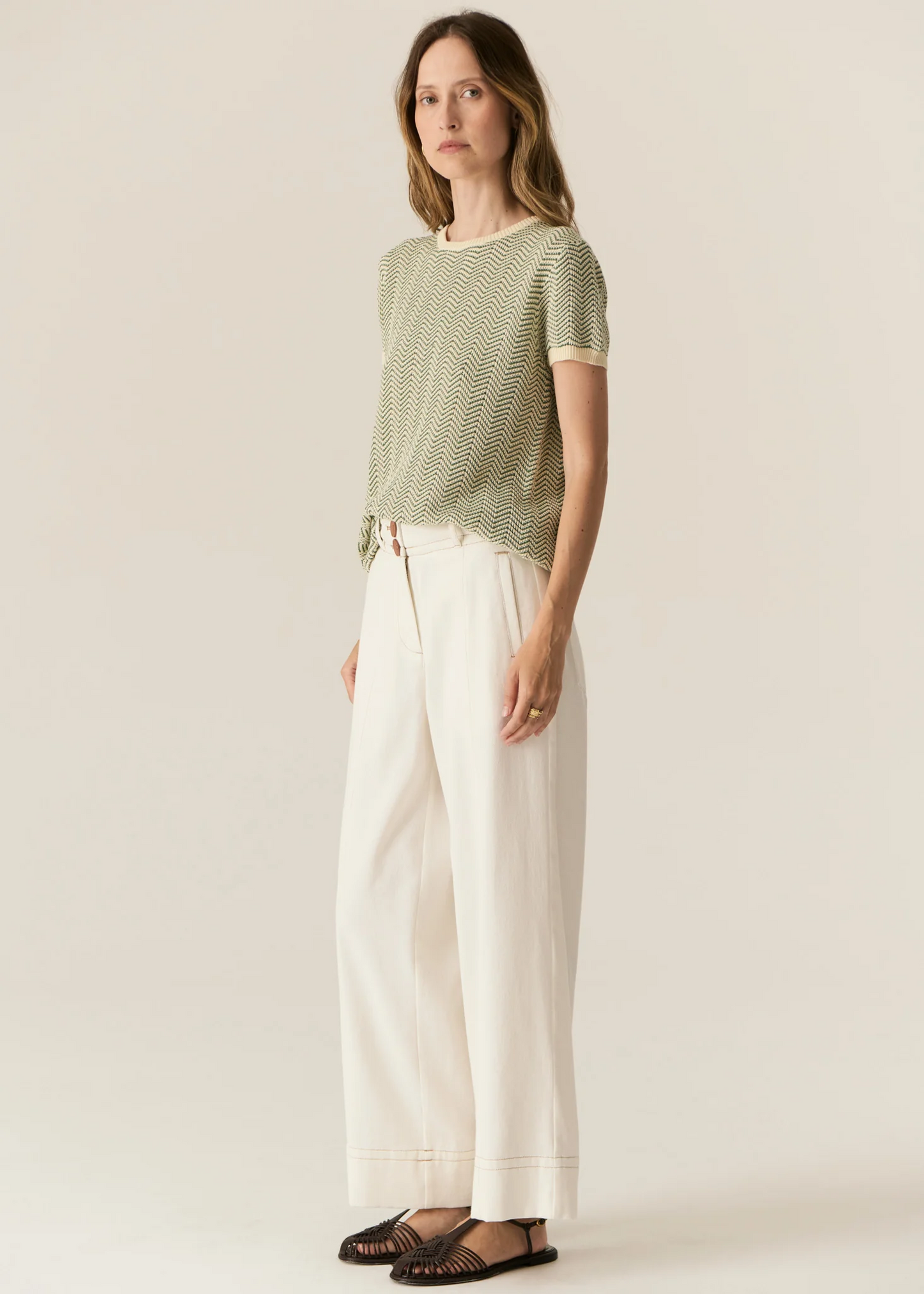 POL Jules Tee - Green/Ivory