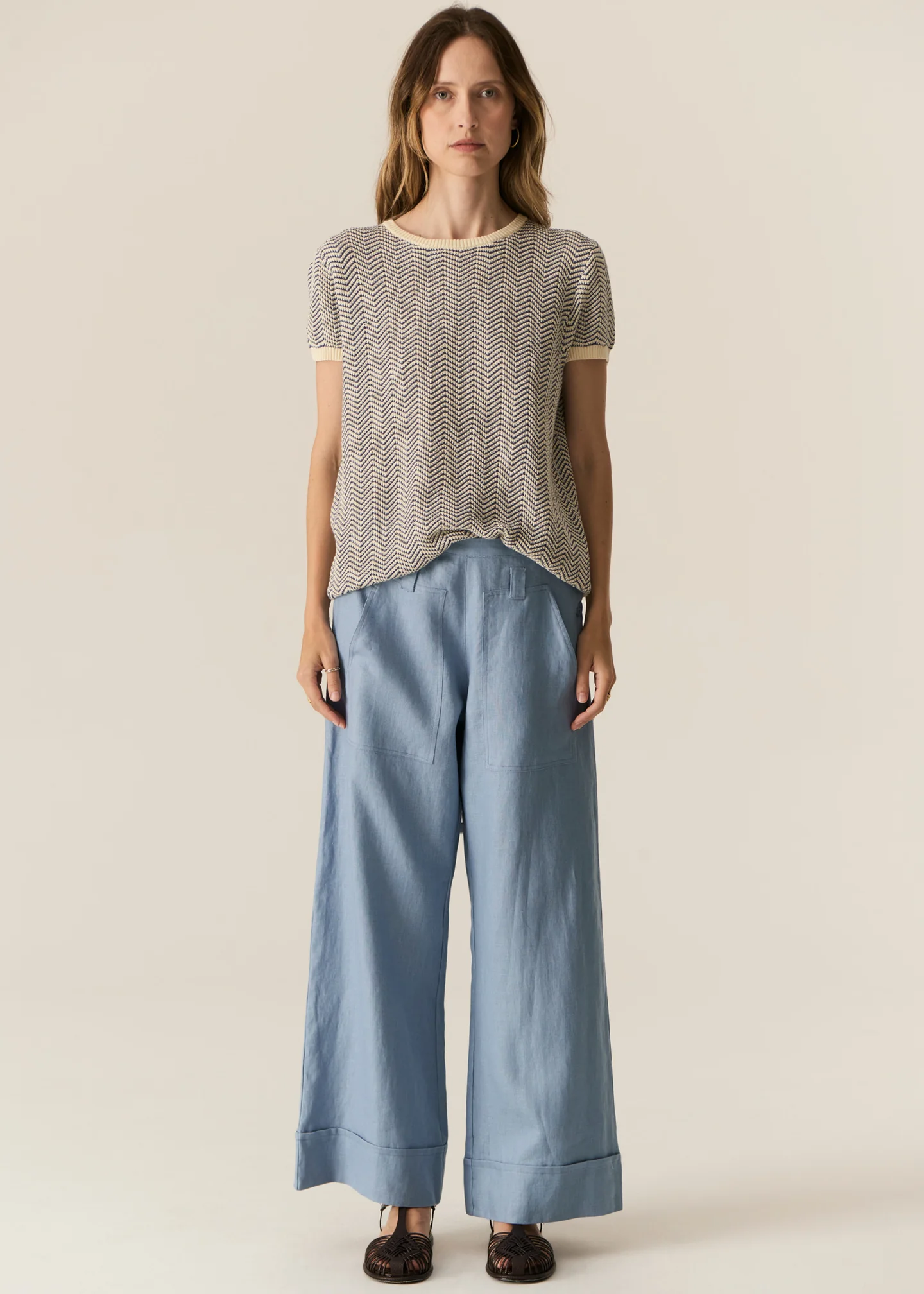 POL Jules Tee - Blue/Ivory