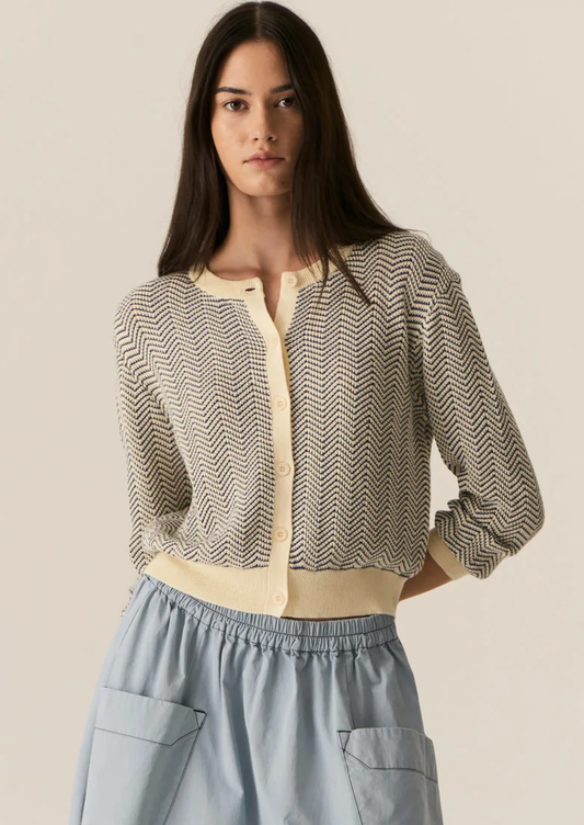 POL Jules Cardigan - Blue/Ivory