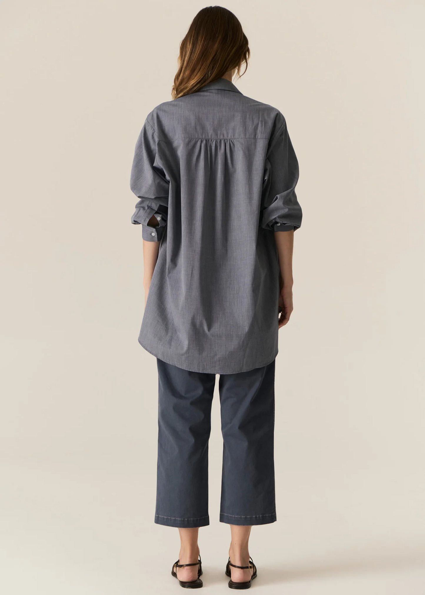 POL Cassis Fish Shirt - Denim Pebble