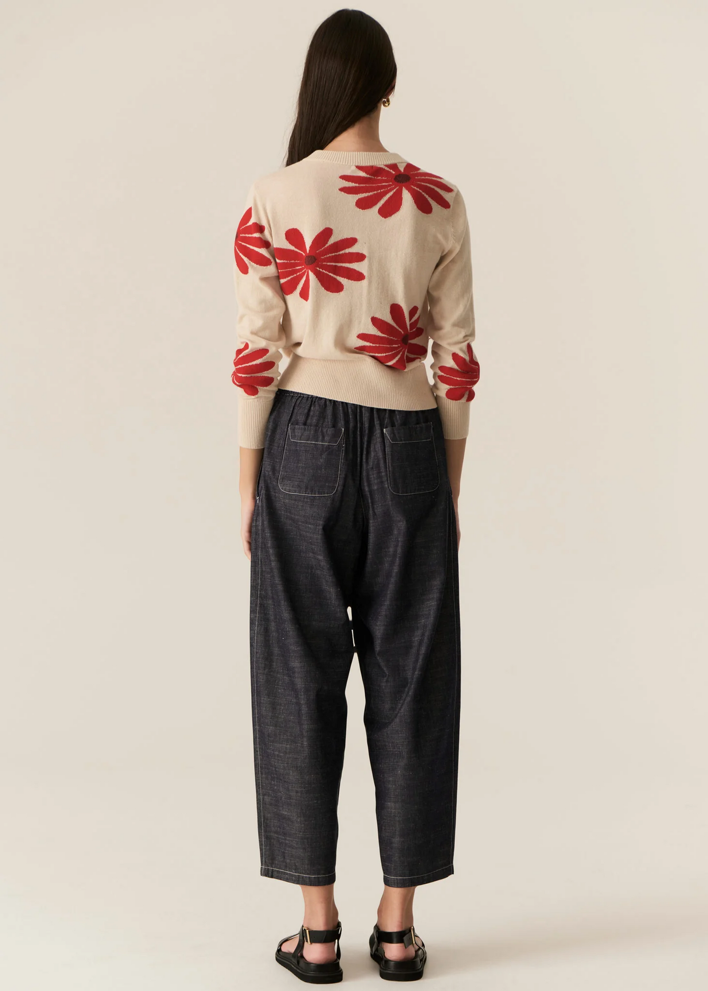 POL Lask Daisy Cardigan - Ecru/Red