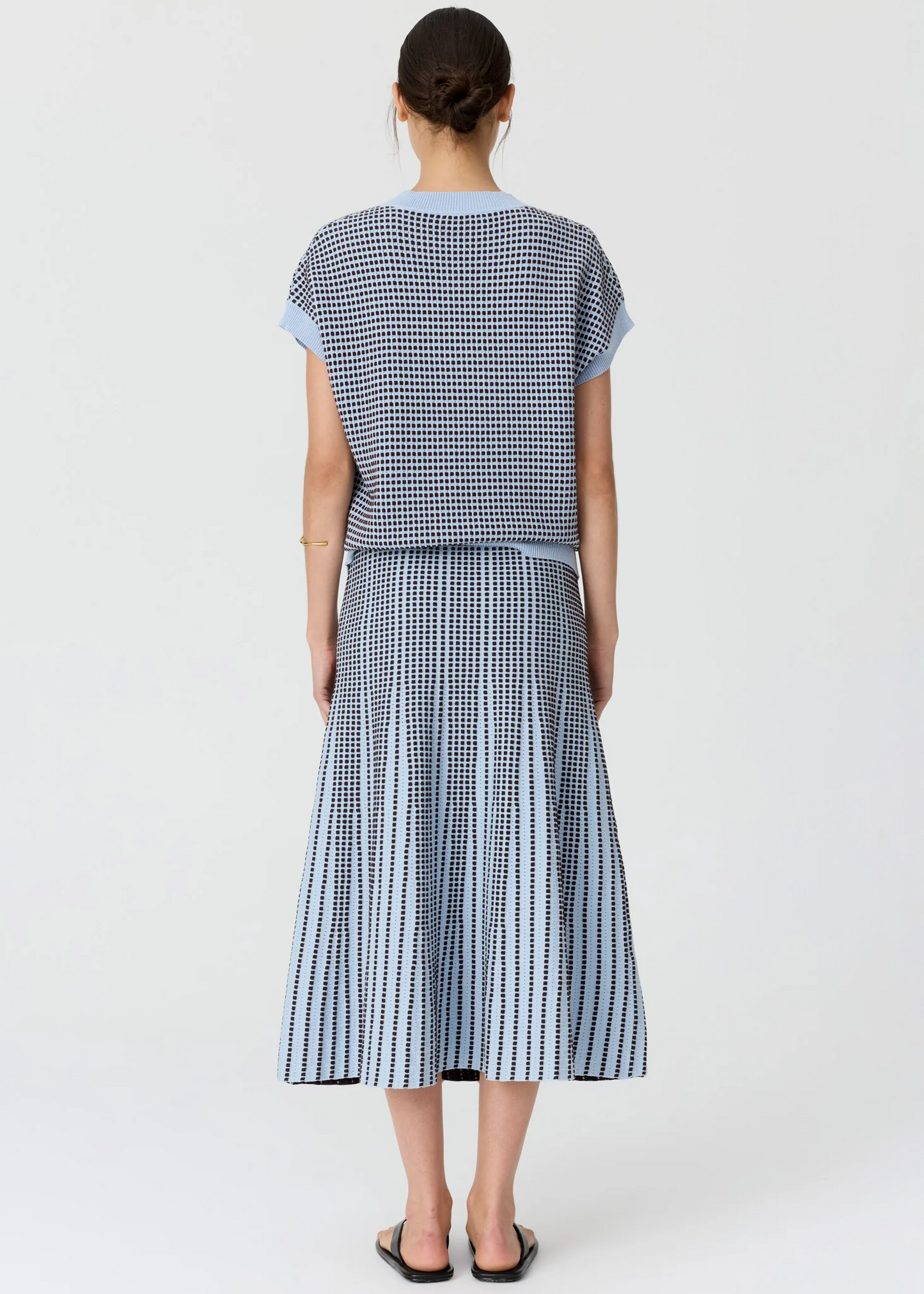 POL Evlyn Knit Top - Blue/Choc