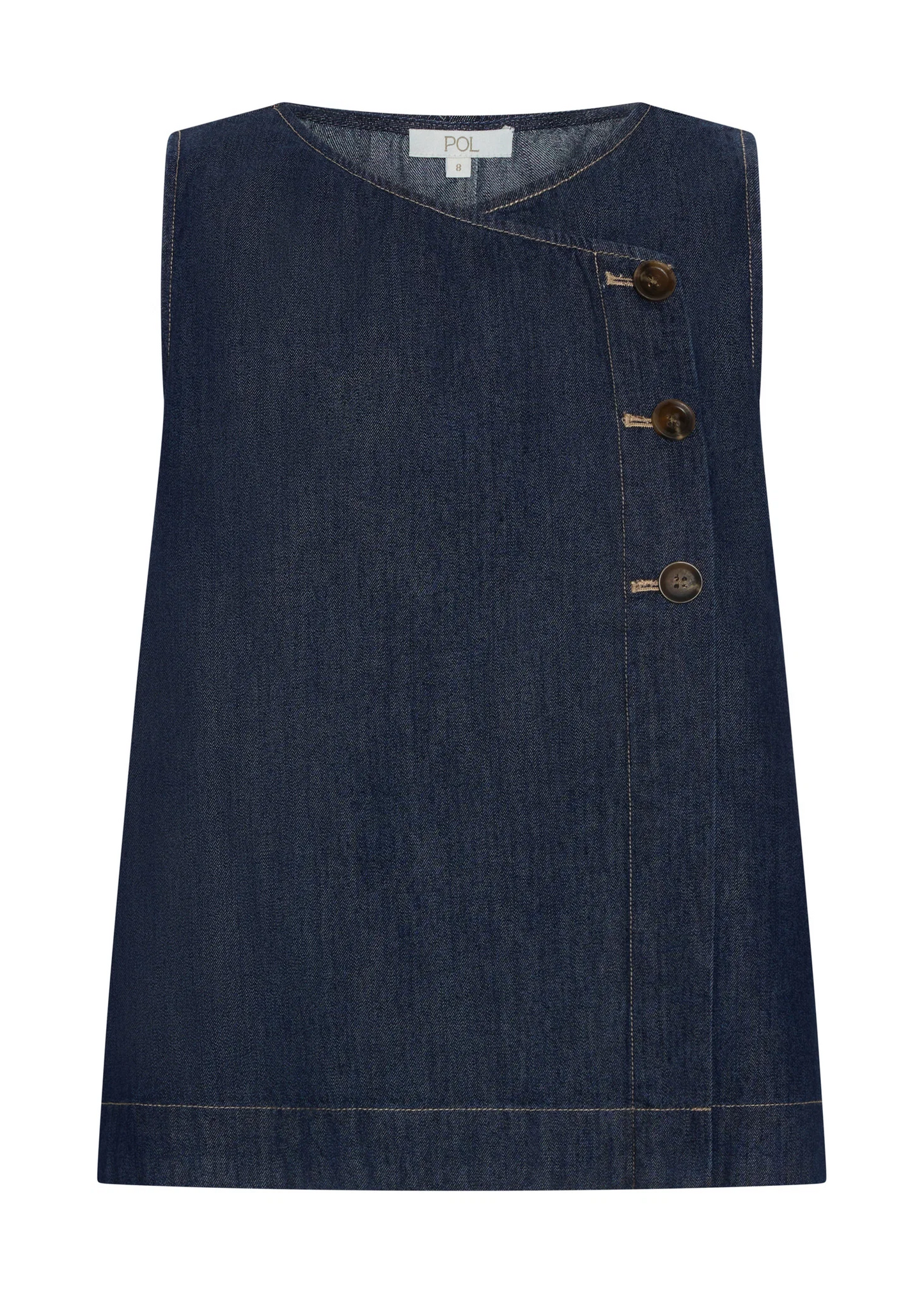 POL Anise Button Tank - Denim