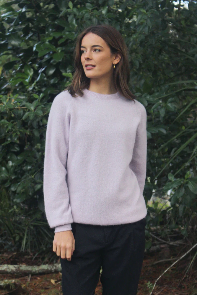 Lothlorian Alpaca Plain Crew Neck Jumper - Lilac