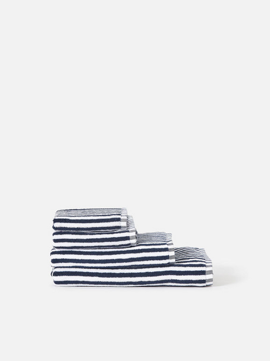 Citta Wide Stripe Cotton Bath Towel Range - Navy/White